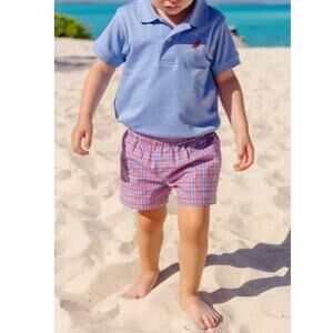 The Beaufort Bonnet Baby Red Blue Lawn Party Plaid Sheffield Shorts Size 12-18 M